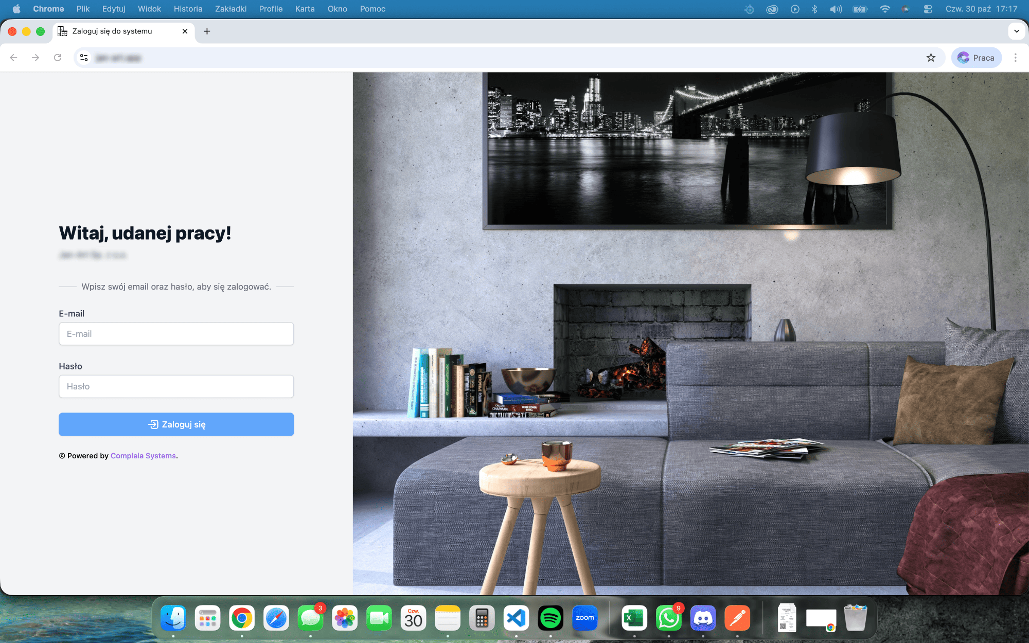 Nowoczesny ekran logowania do systemu logistycznego B2B